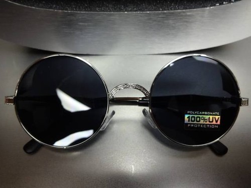 DE COLECCIÓN AÑOS 50 RETRO Estilo STEAMPUNK CIBER Ciega Redonda GAFAS DE SOL Marco Plateado - Imagen 9 de 10