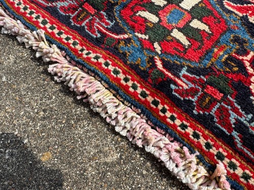8x10 VINTAGE HERIZ RUG handmade oriental handwoven ANTIQUE geometric red 7x10 ft - Picture 15 of 24