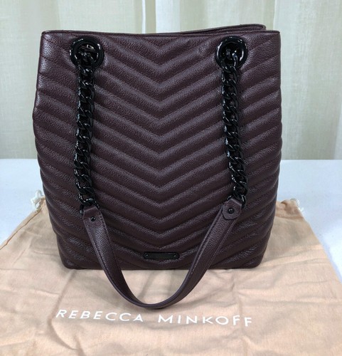 NWT REBECCA MINKOFF Edie Large Chevron Quilted Leather Bucket Bag Concord $378 - Picture 6 of 24
