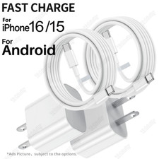 For iPhone 15 16 Pro Max iPad Pro Samsung 20W USB-C Fast Charger PD Type-C Cable