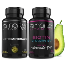 SMARTERVITAMINS - Zinc, Trace Minerals, Biotin Vitamin B7 Hair Skin Nails COMBO!