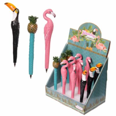 Schwarze Tinte Neuheit Stift - Flamingo Ananas Papagei - Schule Schreiben Schreibwaren   