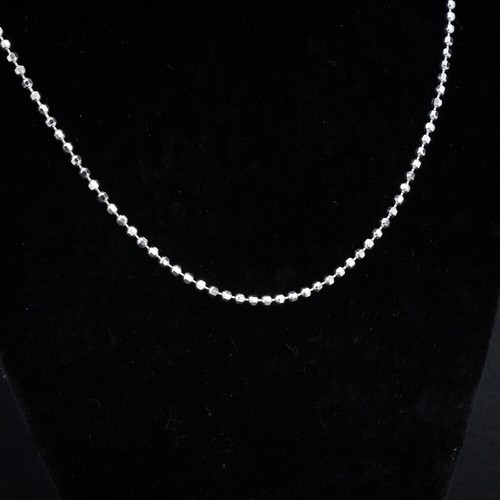 Sterling Silver Diamond Cut Bead Beaded Chain Necklace - Picture 4 of 6