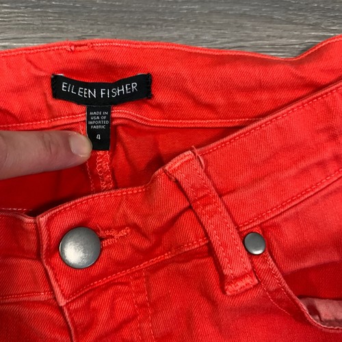 Eileen Fisher Jeans Womens Size 4 Bright Red Stretch Tapered Fit Low Rise - Picture 3 of 12