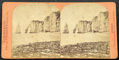 STEREO Frankreich: ETRETAT L'AIGUILLE ET LA PORTE D'AVAL Albuminiert NEURDEIN 1880