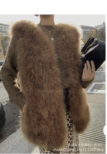 Loose Vest Camisole Real Feather Ostrich Fur Women's Mid Long Vest Winter Coats - Picture 12 of 29