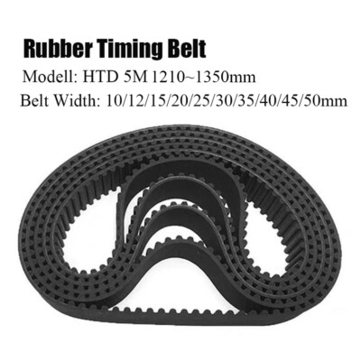Arc Tooth Rubber Transmission Belt HTD 5M Width 10~50mm Timing Belt 1210~1350mm