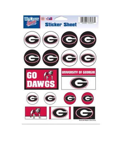 Georgia Bulldogs Vinyl Sticker Sheet 17 Decals 5x7 Inches Free Shipping - Picture 1 of 2