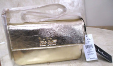 Nicole Miller Gold Metallic Crossbody Clutch Party Shoulder Bag 9x6 HBNM-423 NEW