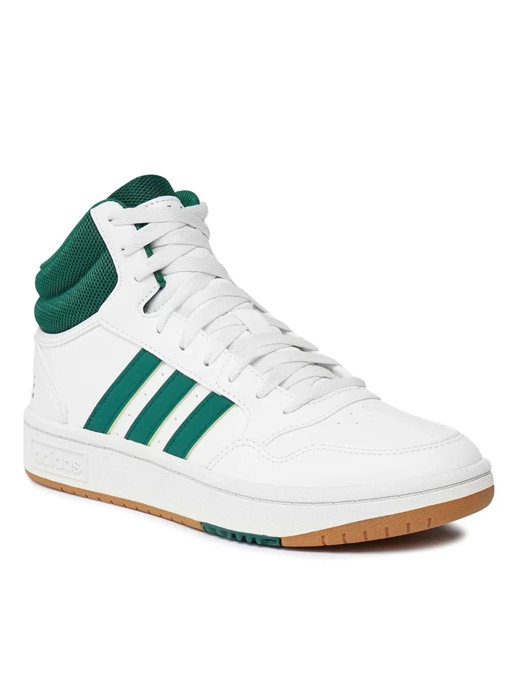 Scarpe Uomo Adidas Hoops 3.0 Mid Bianco Verde Dal 40.5 al 46 Ig5570 - Immagine 2 di 4