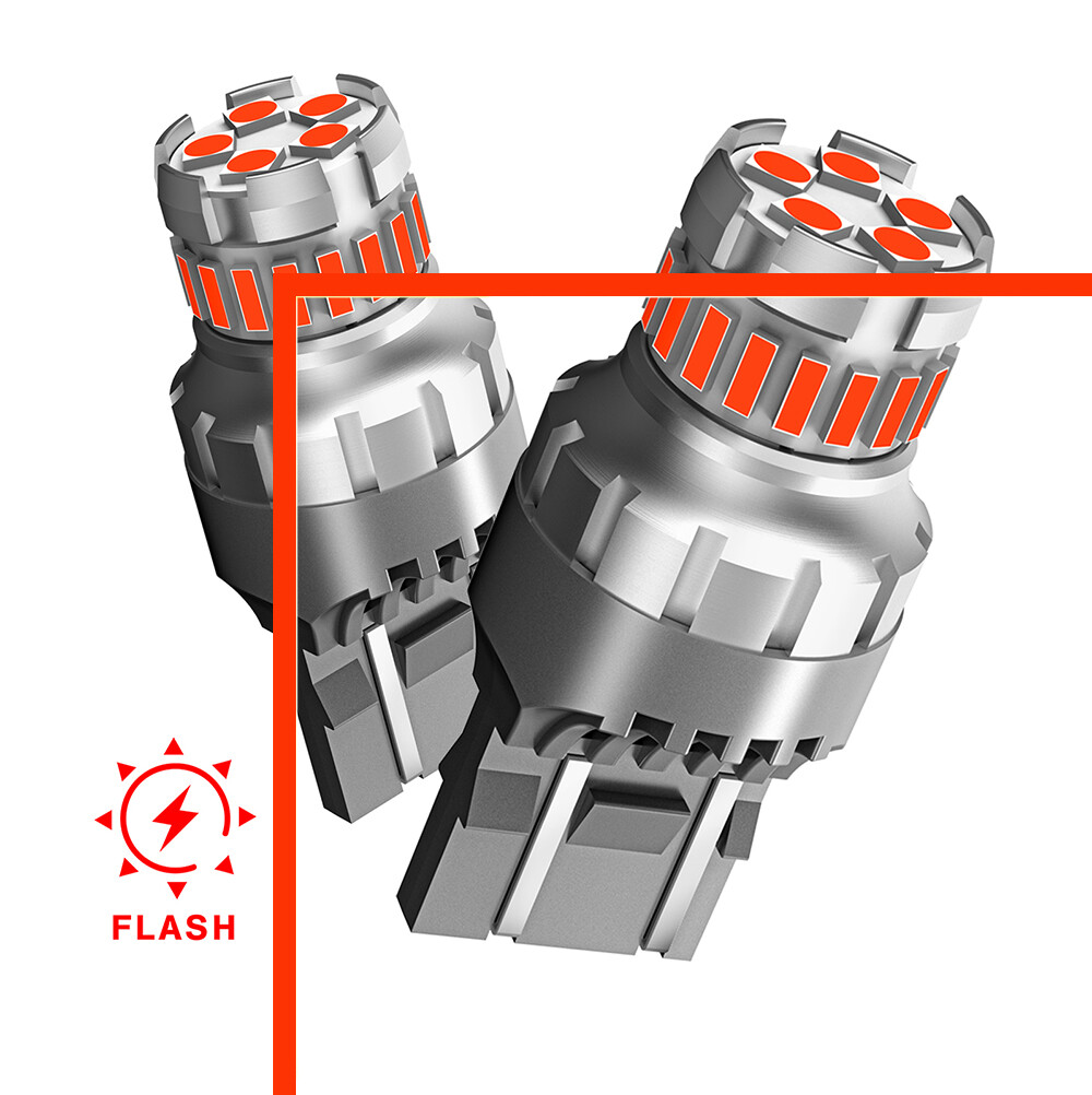 7443 LED Strobe Flashing Blinking Brake Tail Light Parking Safety Warning Bulb