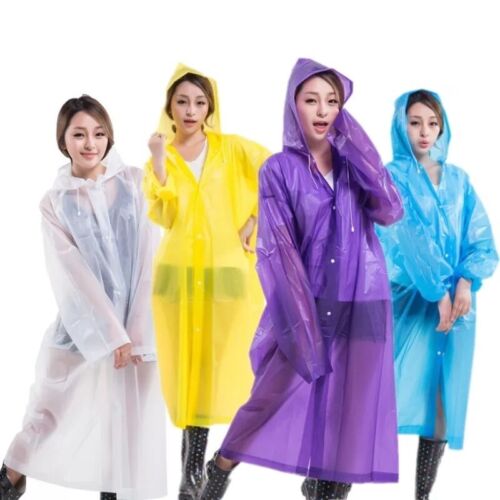 Unisex Adult Waterproof Raincoat Rain Coat Hooded Jacket Poncho Rainwear Camping