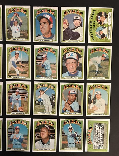1972 Topps MONTREAL EXPOS TEAM Lot STEVE RENKO Mike MARSHALL Bob BAILEY Ron HUNT - Picture 3 of 3
