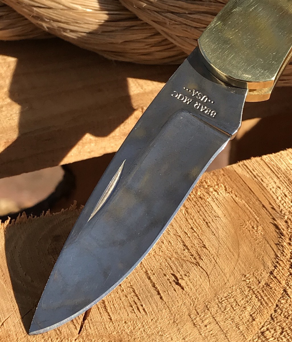 Vintage Bear MGC Lockback Knife With Sterling Silver Insert