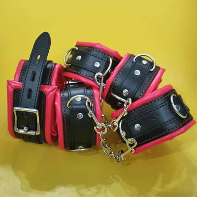 Metall Spreizstange PU Leder Handschellen Fußfesseln Halsband Bondage Fesseln SM