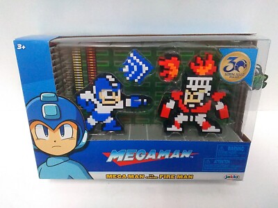 Jakks Mega Man Classic 8-Bit 2 Pack Mega Man Vs Fire Man Collectible Figures New