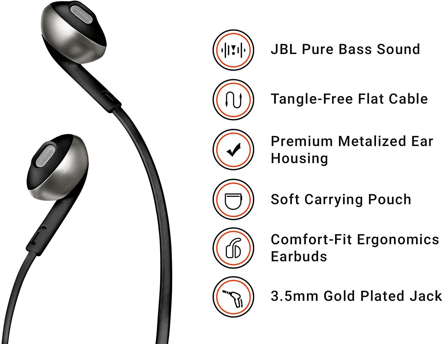 T 0007 Jblt205blk410141in Ear con Microfono Nero | Acquisti Online su eBay