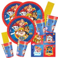 64-Teiliges Party-Set - Paw Patrol Teller Becher Servietten + Trinkhalme FüR 16