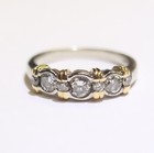 18K White & yellow gold 1.00ct Natural bezel 3 stone diamond ring band 5.9g I1 J — photo 2