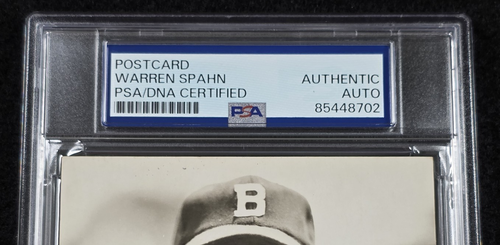 WARREN SPAHN Signed Real Photo Postcard-HALL OF FAME-MILWAUKEE BRAVES-PSA - Picture 3 of 4