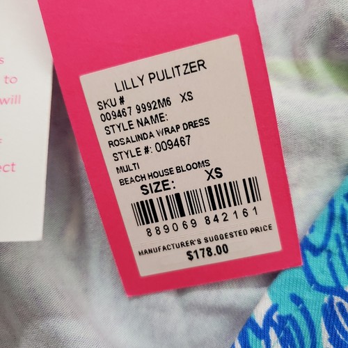 Lilly Pulitzer Rosalinda Wrap Dress Beach House Blooms Preppy Neon Size XS NWT - Picture 11 of 13