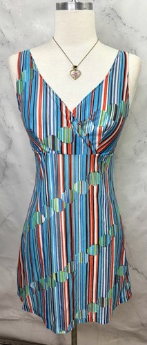 Vintage 1970s 70s Psychedelic Babydoll Dress Sz S MOD Retro Twiggy Blue Go Go - Picture 9 of 24
