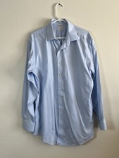 Brooks Brothers Men  s Shirt Regent 17/4-5 Blue Cotton Button Up Long Sleeve