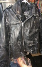 Vintage Biker Jacket - Diamond - Plate Buffalo Full Leather. Good Cond. Sz MED. 
