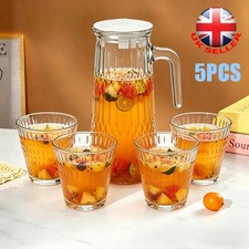 700mL Water Pitcher Jug and 4 Cups Set with Lid for Hot Cold Water Drinks Juice