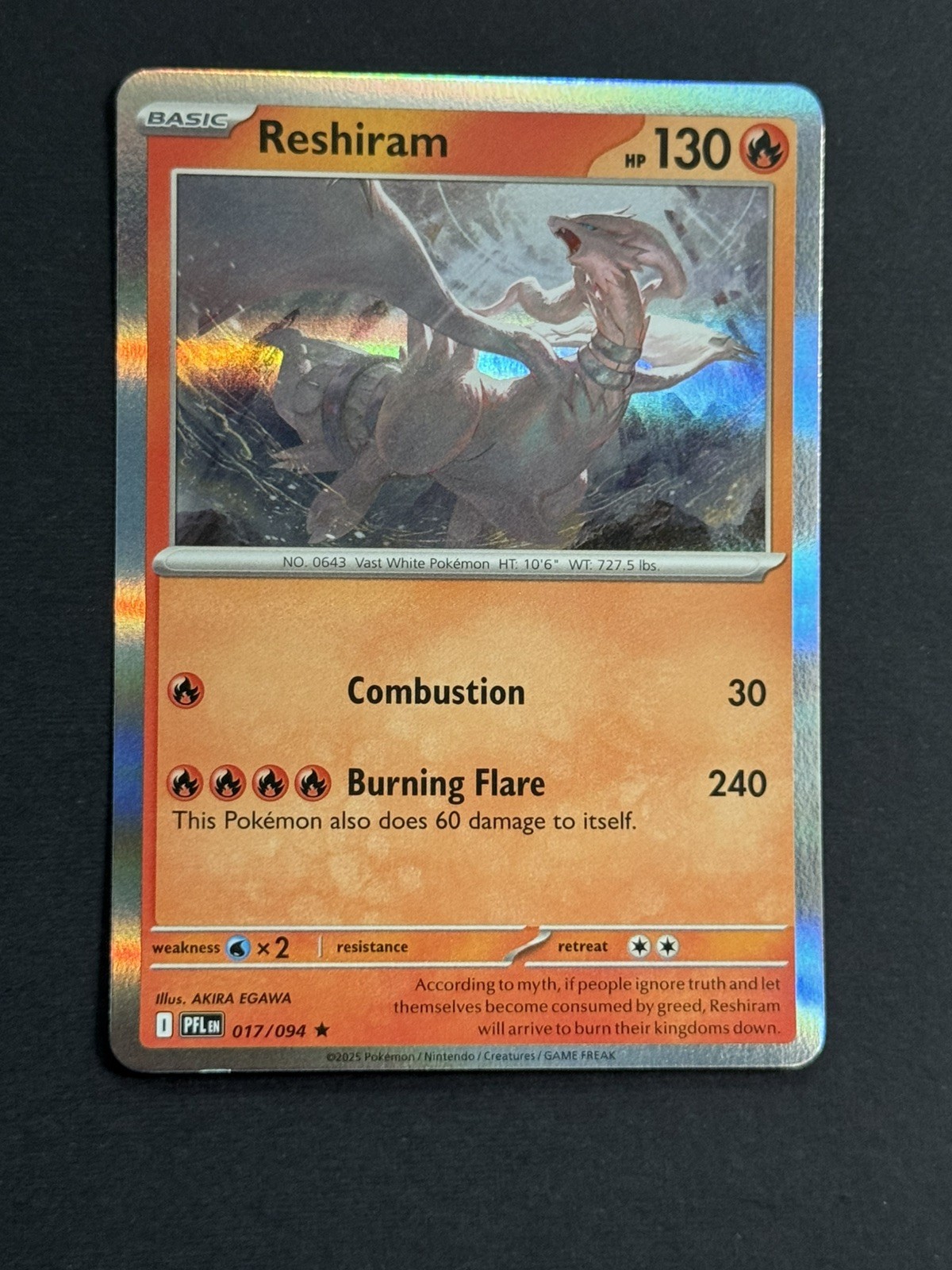 Reshiram 017/094 Holo Rare Phantasmal Flames Pokemon TCG NM