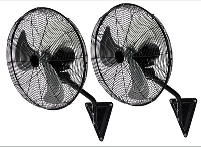 2 Pack 20''Heavy Duty Oscillating Wall-Mounted Fan 6600 CFM High Velocity 3 Speed
