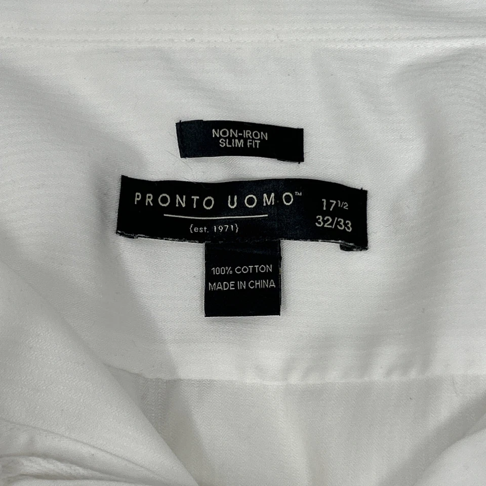 Pronto Uomo Men's Slim Fit Dress Shirt With French Cuffs 17.5 32/33 - Image 2 of 4