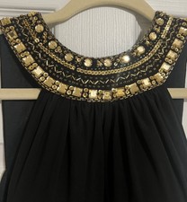 XSCAPE Black and  Embellished Neckline Gold Formal dress. Size 4p
