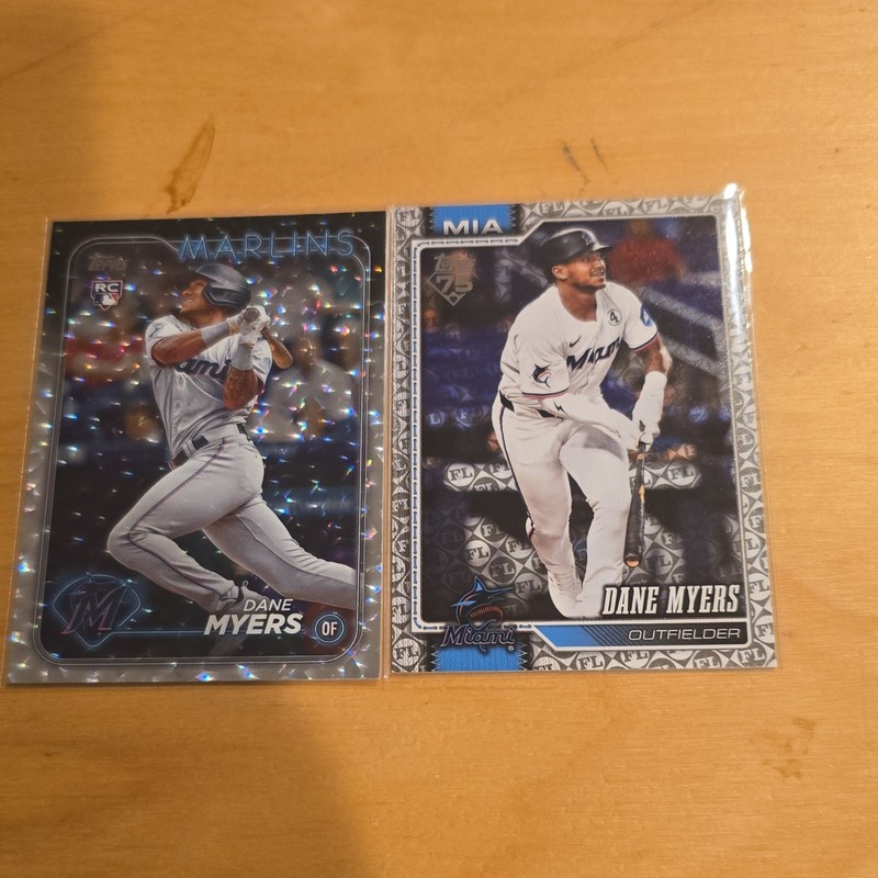 Dane Myers Miami Marlins Topps Rookie MLB Card Lot (2) 2024 #188 #243