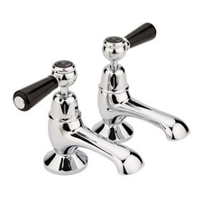 1 x Pair Hudson Reed Topaz Black Lever Bath Taps Dome Collar Quarter Turn BC402D