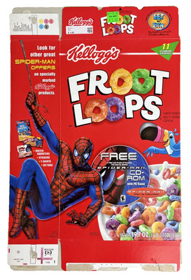 2002 Spider-Man Movie Promotion Kellogg's Fruit Loops Cereal Box