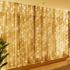 300LED Fairy Curtain Lights Warm White 3mx3m USB Powered 8 Modes Window String