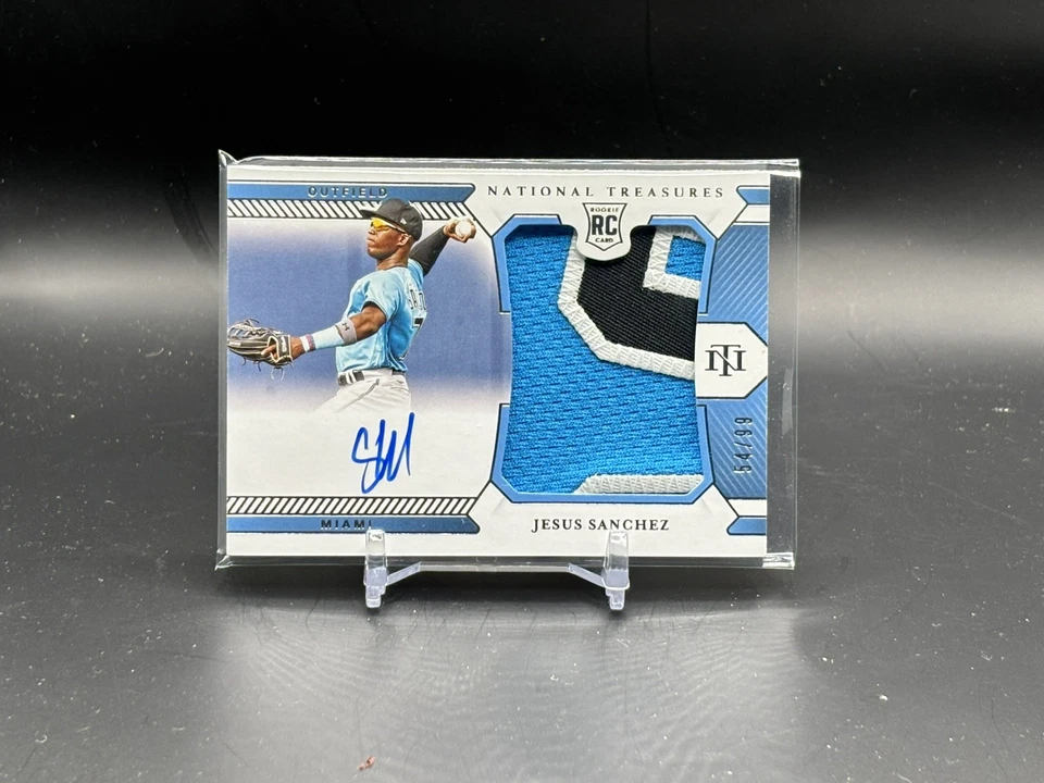 2021 National Treasures JESUS SANCHEZ 54/99 Rookie 3 color Patch Auto RPA - Image 1 of 2