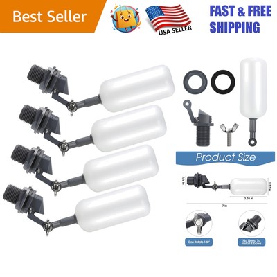 Durable 1.57 Inch Float Valve with Adjustable Arm for Ponds & Aquariums - 4 Pack