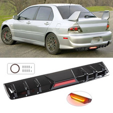 Gloss Black Rear Bumper Diffuser W Led Brake Light For Mitsubishi Lancer