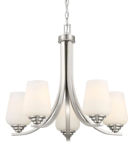 Minka Lavery 4925 Shyloh 5 Light 23"W Vantage Chandelier - Nickel - Picture 1 of 3