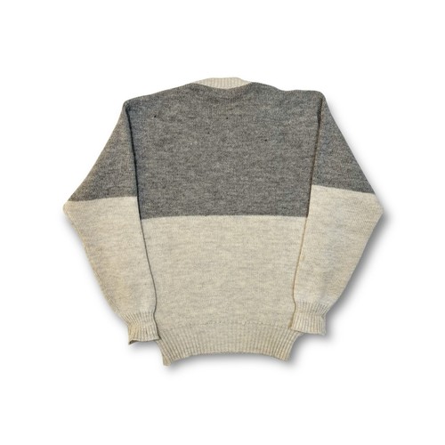 Glenhusky of Scotland Wool Knit Cream & Grey Sweater Size Medium - Picture 5 of 7