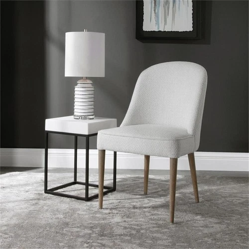 Uttermost Brie Contemporary Wood and Fabric Armless Chair in White (Set of 2) - Picture 2 of 2