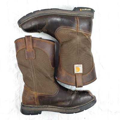 Carhartt Men Brown Leather Wellington Safety Toe Work Boots CMP1208 SIZE 10 WIDE
