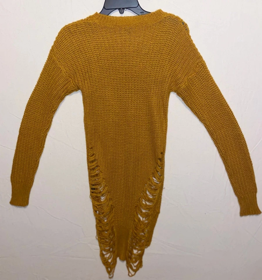 Jersey Love By Chesley Mostaza Envejecido Mini Vestido Talla L Mangas Largas Tejido Foto 2 de 4