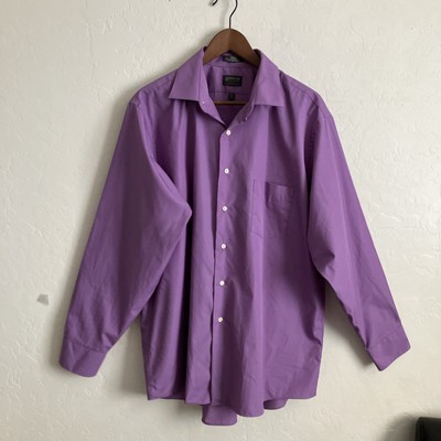 Arrow Mens 17 34 35 Dress Shirt Purple Button Up Long Sleeve Classic Fit