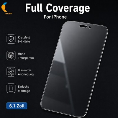9H Tempered Glass Screen Protector iPhone 14 HD Clear Full Coverage Displayschut
