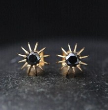 2Ct Round Cut Lab Created Black Onyx Women Stud Earring 14K Yellow Gold Finish