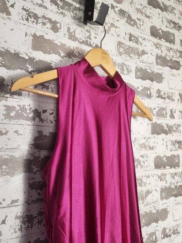 House Of Harlow 1960 Bodysuit Medium Pink Satin High Neck Snap Button Thong - Picture 3 of 16