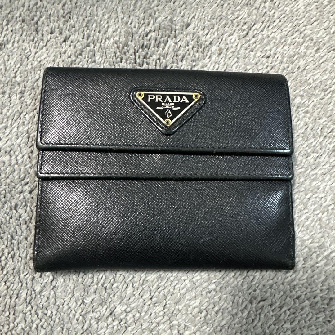 Prada Black Saffiano Leather Trifold Wallet